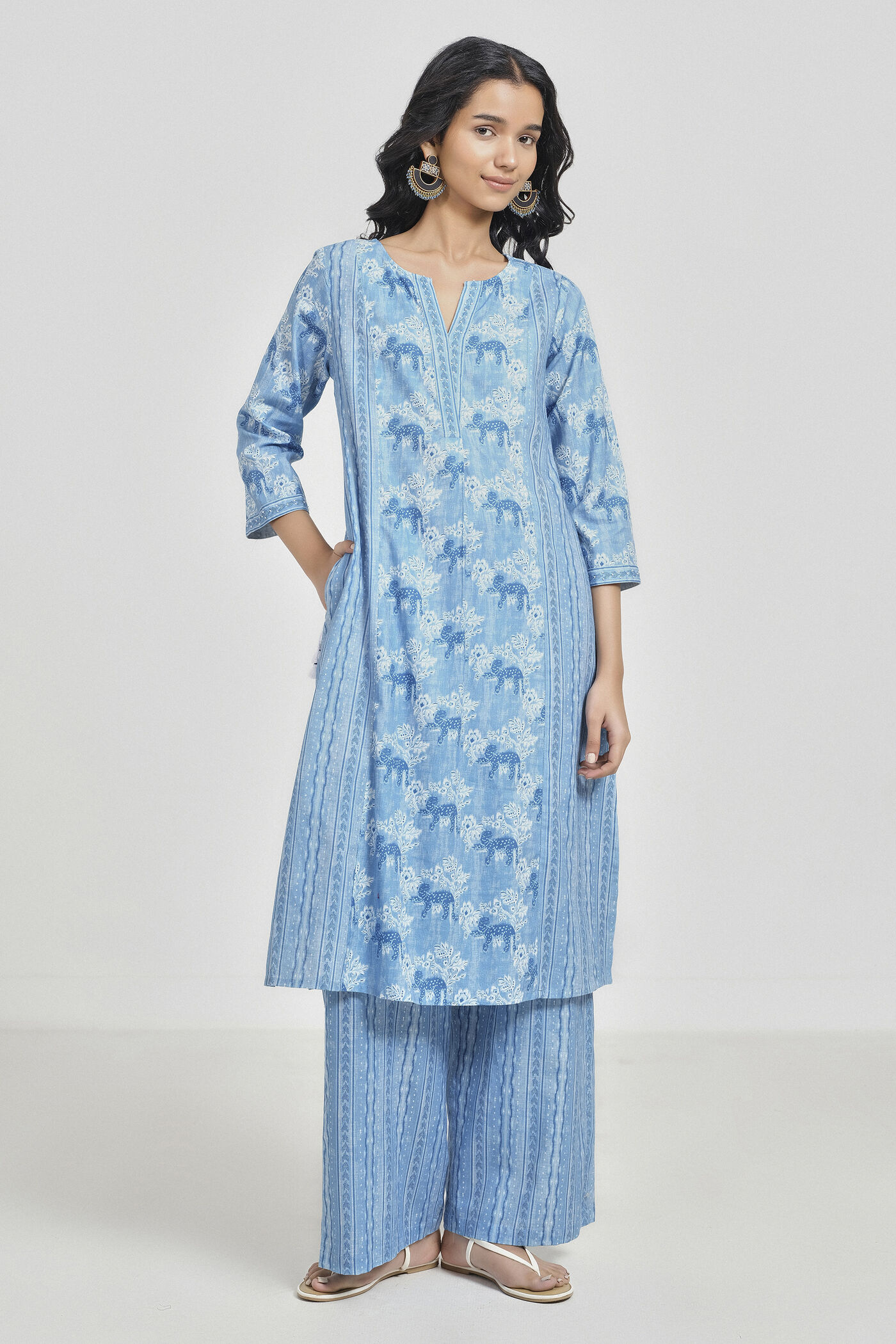 Sky Blue Cotton Kurta Set